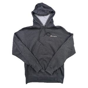 Vintage CHAMPION Plain Hoodie Sweatshirt M Dark Gray 90s Blank Drawstring